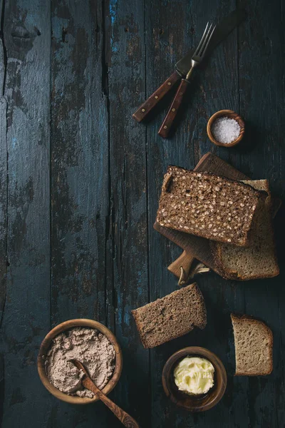 Breakfast with rye bread — Stock Photo, Image