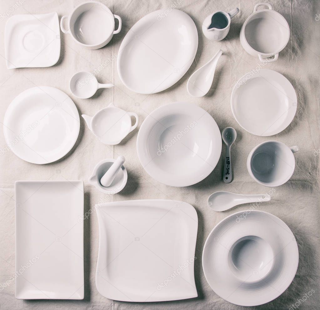 Set of white plates