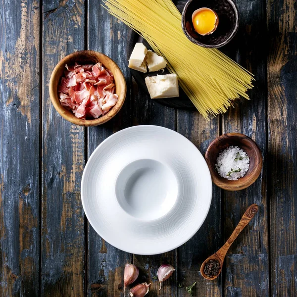 Zutaten für Pasta Carbonara — Stockfoto