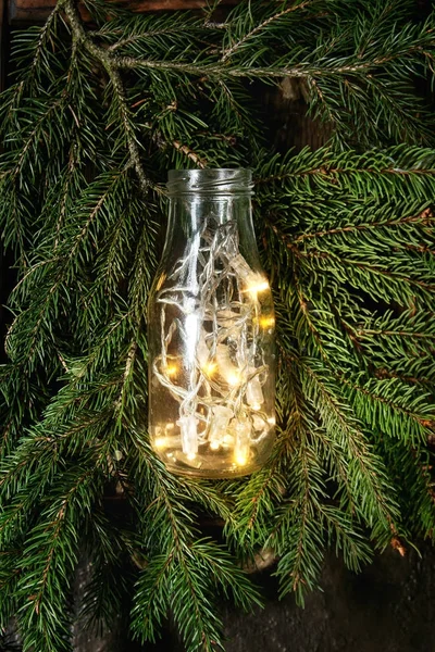 Lumières de Noël en bouteille — Photo