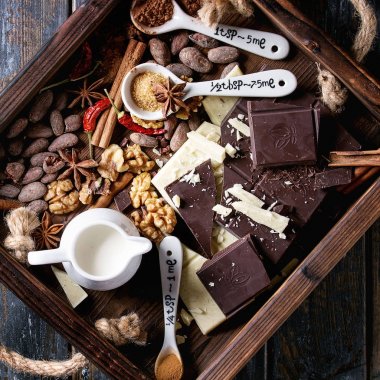 Sıcak çikolata için malzemeler