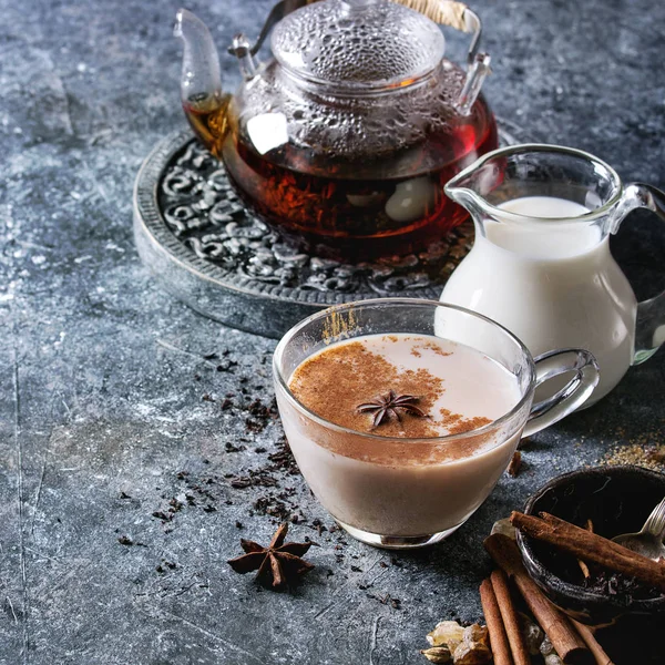 Masala chai con ingredienti — Foto Stock