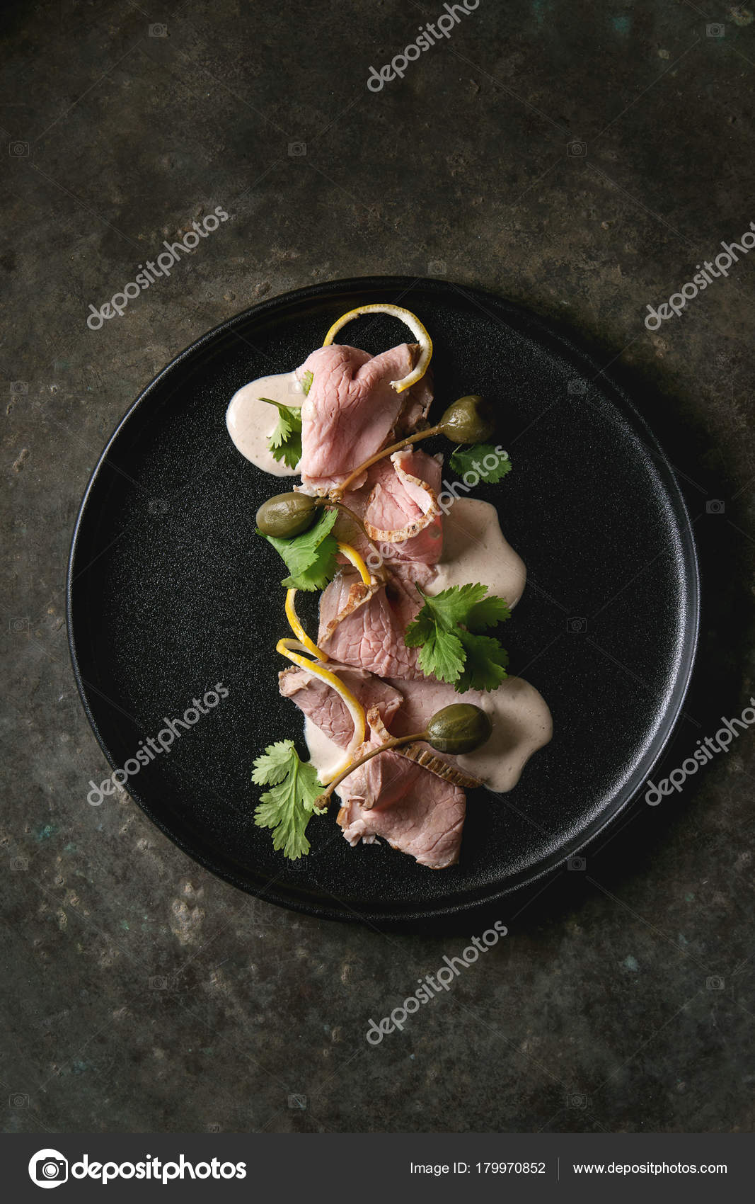 Veal with tuna sauce vitello tonnato Stock Photo by ©NatashaBreen 179970852