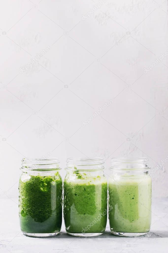 Variety of green smoothie