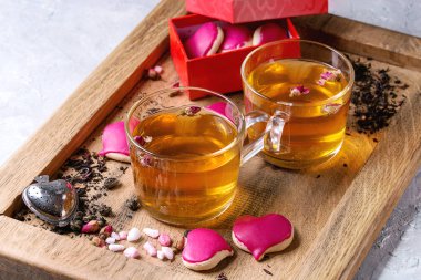 Aşk Sevgililer çay tebrik kartı