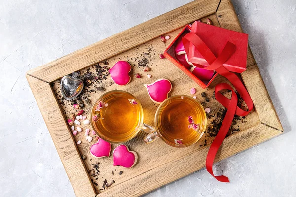 Miłość Walentynki herbaty z życzeniami — Zdjęcie stockowe