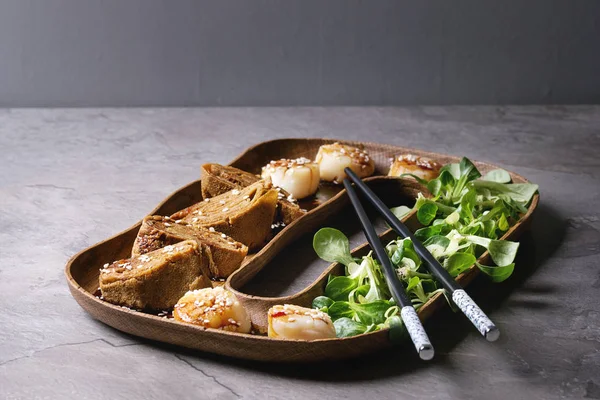 Estilo asiático vieiras fritas — Fotografia de Stock