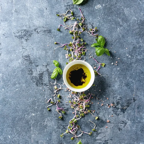 Young sprouts with salt — Stock Photo, Image