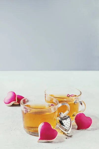 Amour Valentine thé carte de vœux — Photo