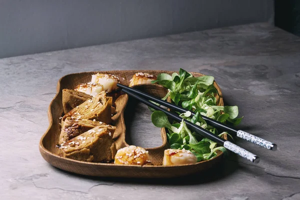 Estilo asiático vieiras fritas — Fotografia de Stock