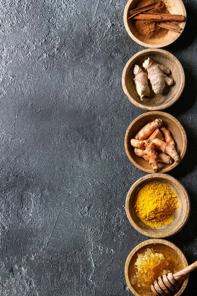 Ingredients for turmeric latte — Stock Photo, Image