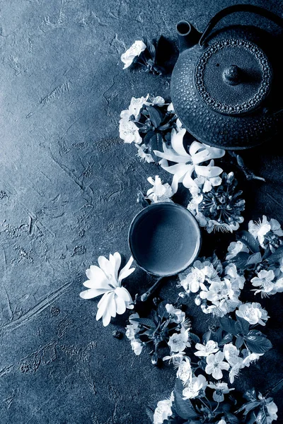 Tea with spring flowers — Stock Photo, Image