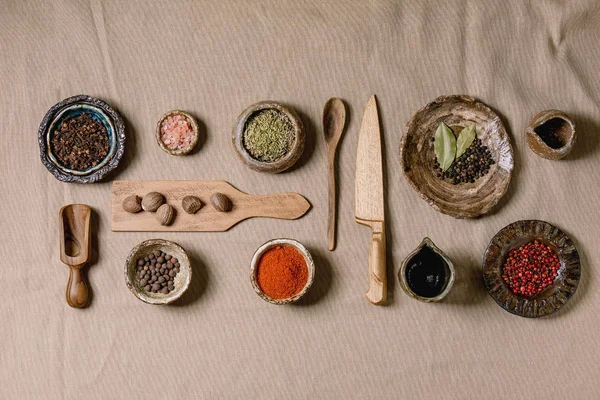 Variety of dishes and spices — Stock Photo, Image