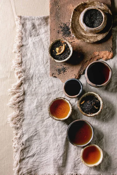 Variety of hot and dry tea — Stock Photo, Image