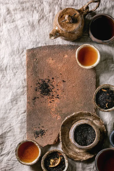 Variety of hot and dry tea — Stock Photo, Image