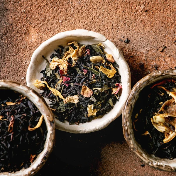 热茶和干茶的种类 — 图库照片