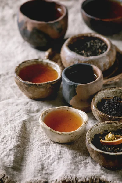 Variety of hot and dry tea — Stock Photo, Image