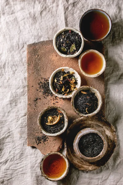 Variety of hot and dry tea — Stock Photo, Image