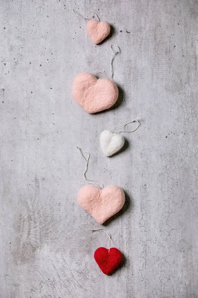 Different felted hearts — Stock Photo, Image