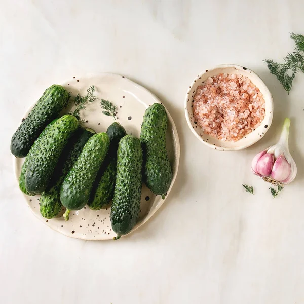 Gurkor redo för picklad — Stockfoto
