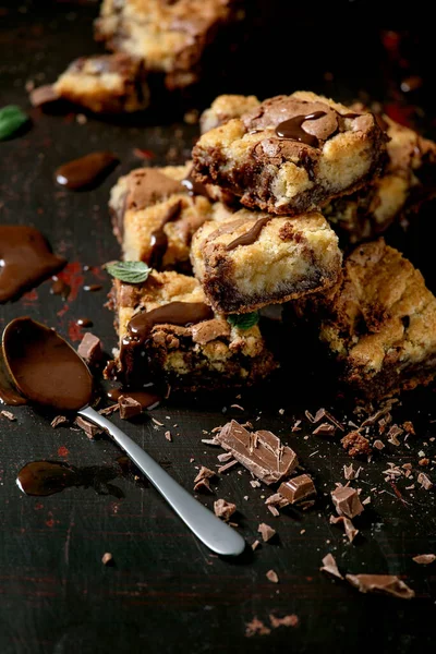 Trend Backen Brookies Schokolade Brownies Und Plätzchen Hausgemachten Kuchen Durch — Stockfoto