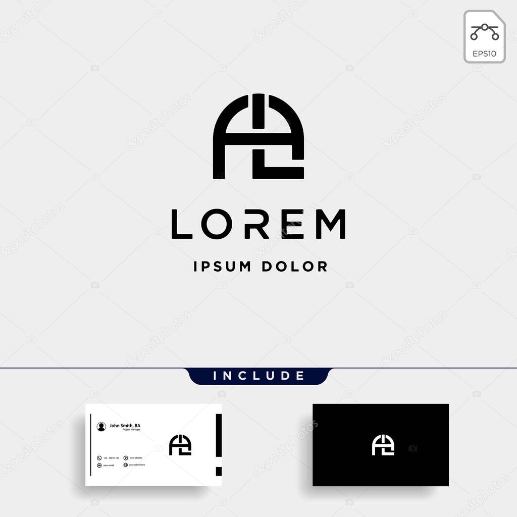 Letter AL LA A L Monogram Logo Design Minimal Icon With Black Color