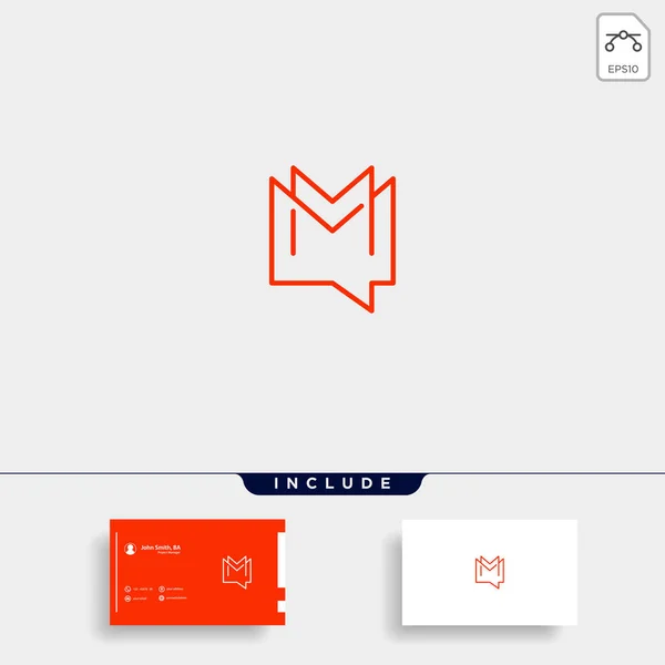 Carta M Chat Logo Plantilla Vector Diseño — Vector de stock