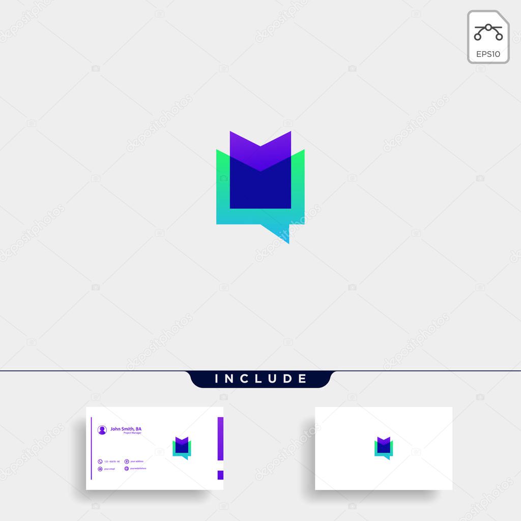 Letter M Chat Logo Template Vector Design Message Icon