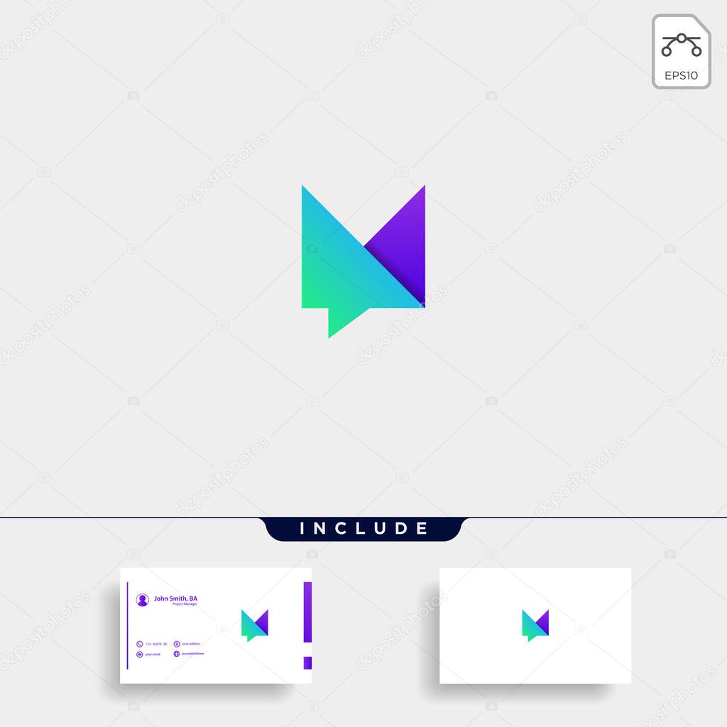 Letter M Chat Logo Template Vector Design Message Icon