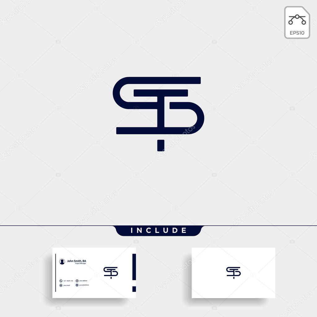 Letter ST TS S T Logo Design Simple Vector