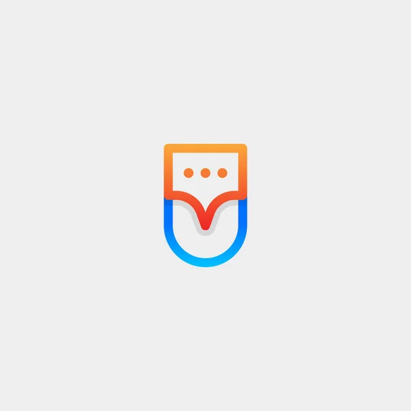 Carta U Chat Logo Design Template Vector — Vetor de Stock