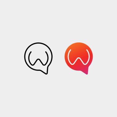 W Harfi Sohbet Logosu Tasarım Şablonu Vektörü