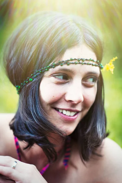 Hippy girl - 1970 style — Stock Photo, Image