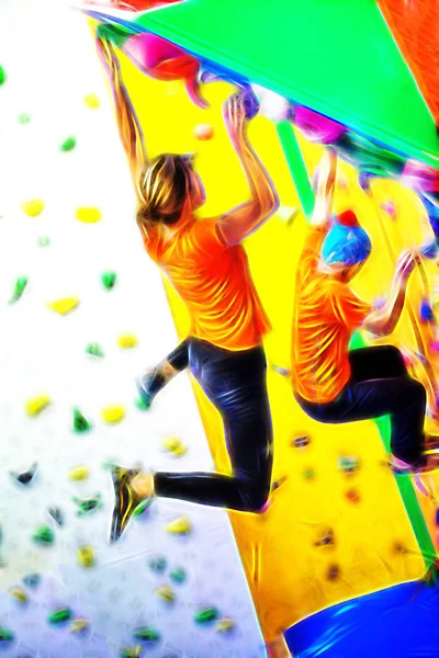 Indoor climbing colorful illustration — Stock Photo, Image