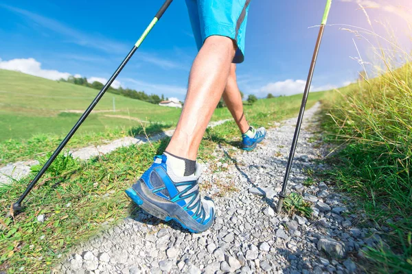 Nordic Walking auf Feldwegen — Stockfoto