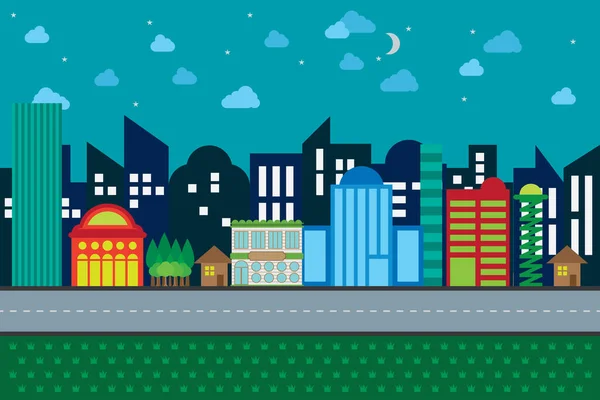 İllüstrasyon şehri bahçe parkı ve manzarası