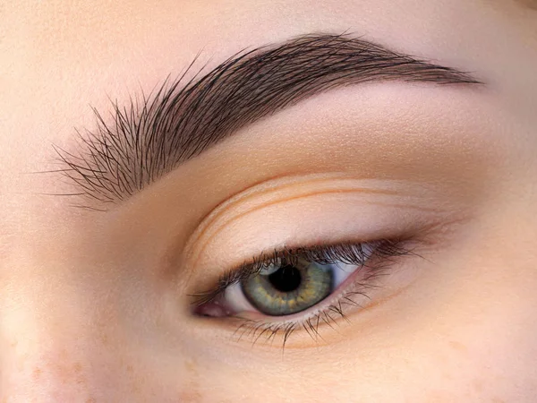 Close-up vista de belo olho feminino verde — Fotografia de Stock