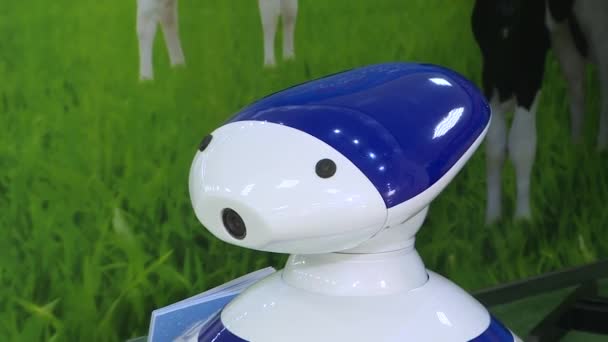 Moderne tecnologie robotiche. Il robot si guarda intorno con interesse . — Video Stock