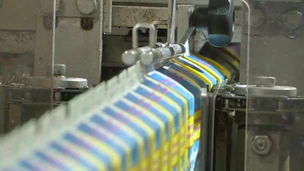 Dairy products on the factory milk packaging line. — Stockvideo