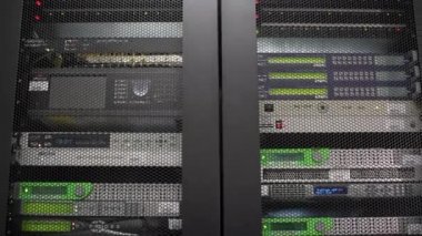 Server room. Modern working server room with rack servers.