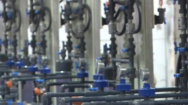 The engine room at the treatment facilities .Equipment inside the industrial premises . — Stock Footage The engine room at the treatment facilities .Equipment inside the industrial premises . Stock Video