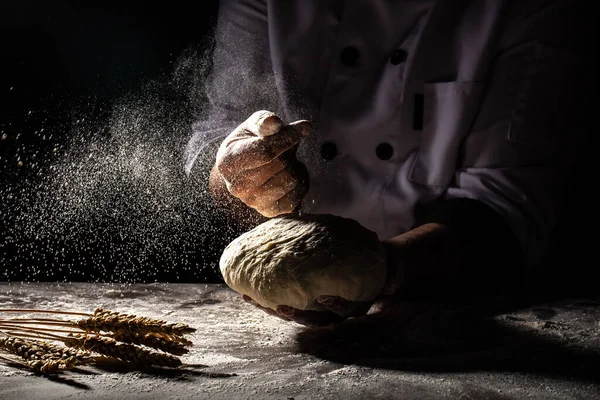 Göra Deg För Hand Bageri Eller Hemma Mjömoln Luften Närbild — Stockfoto