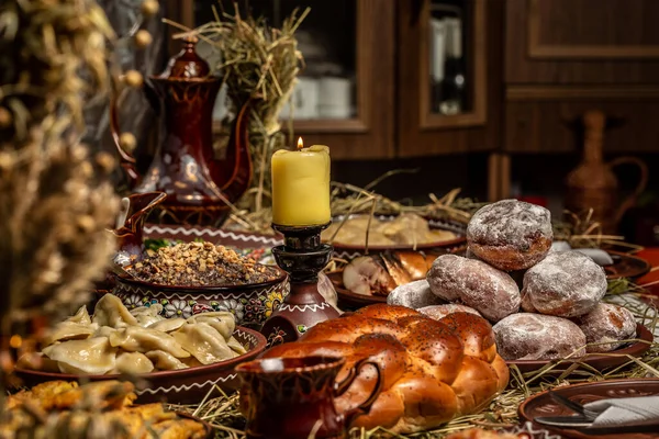 Kutya Papilla Trigo Con Las Nueces Las Pasas Miel Las — Foto de Stock