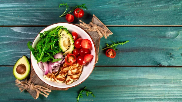 Insalata Vegana Verde Mescolanza Foglie Verde Verdure Vista Dall Alto — Foto Stock