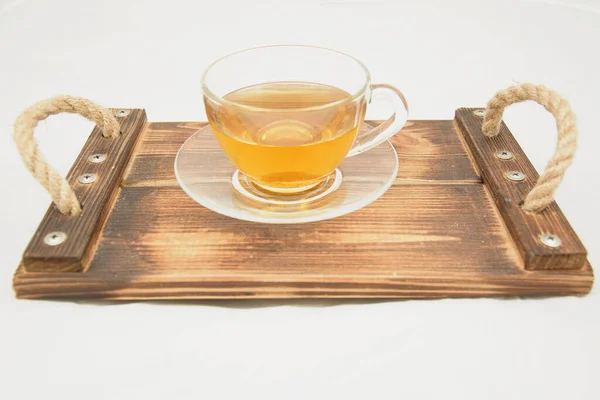 Zwei Tassen Grüner Tee Auf Weißem Hintergrund — Stockfoto