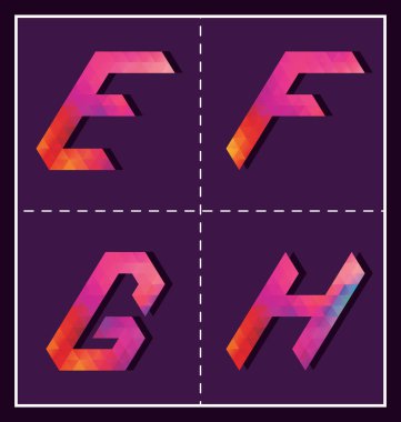 renkli poligonal yazı tipi