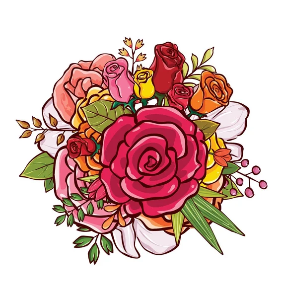 Mazzo di fiori vettoriale illustrazione — Vettoriale Stock