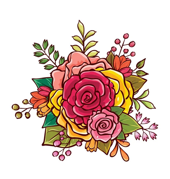 Ramo de flores vector ilustración — Archivo Imágenes Vectoriales