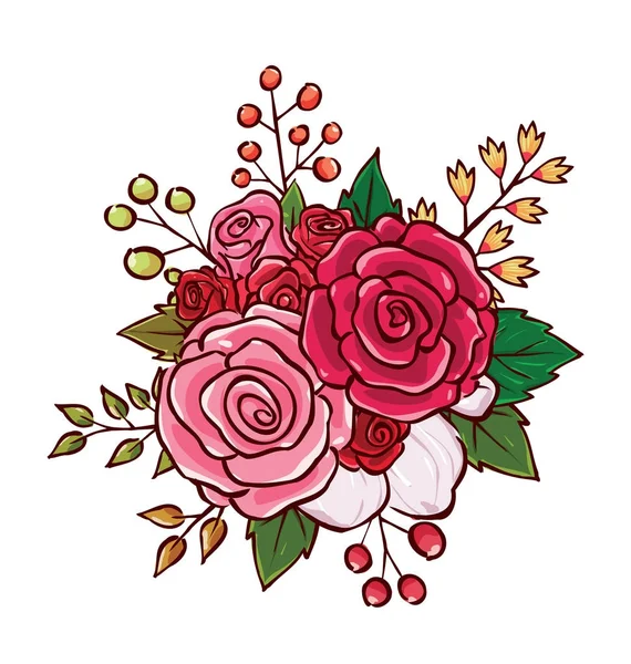 Ramo de flores vector ilustración — Archivo Imágenes Vectoriales