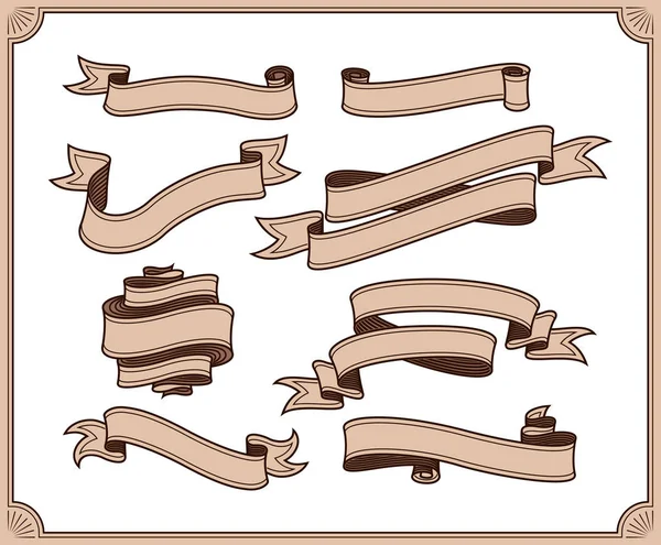 Retro Panglică Colecție Element Grafic Vectorial — Vector de stoc